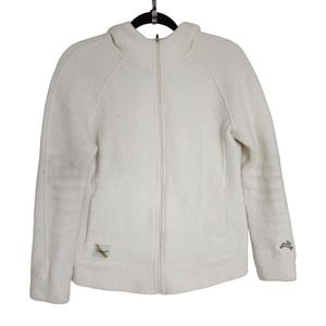 Tracksmith Womens Jacket Freya Hoodie Merino Wool Cream White Knit Running Sz M